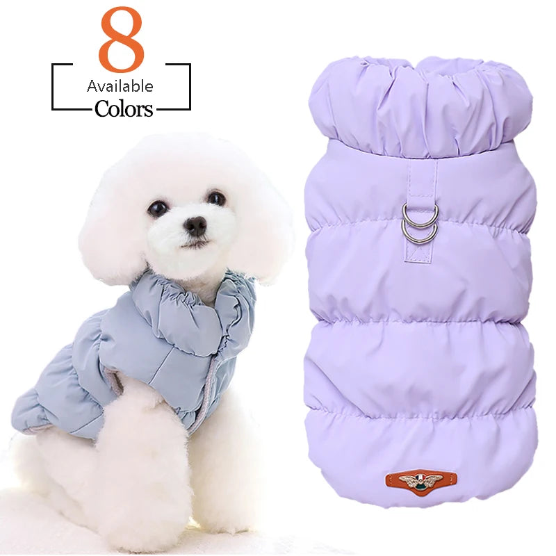 Padded Winter Warm Dog & Cat Jacket with D Rings – Small Dog Clothes for Chihuahua, Yorkie, French Bulldog, Puppy Vest Coat