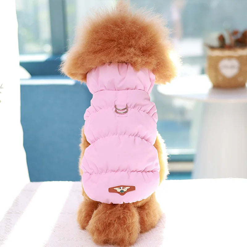 Padded Winter Warm Dog & Cat Jacket with D Rings – Small Dog Clothes for Chihuahua, Yorkie, French Bulldog, Puppy Vest Coat