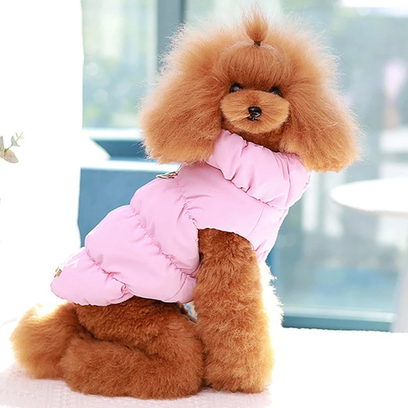 Padded Winter Warm Dog & Cat Jacket with D Rings – Small Dog Clothes for Chihuahua, Yorkie, French Bulldog, Puppy Vest Coat